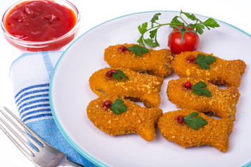Children food. Nuggets from fishes