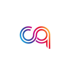 Initial lowercase letter cq, linked outline rounded logo, colorful vibrant gradient color
