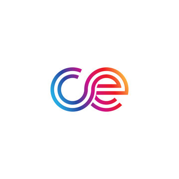 recommend clip art: Initial lowercase letter ce, linked outline rounded logo, colorful vibrant gradient color