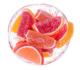 Orange and grapefruit jujube on white