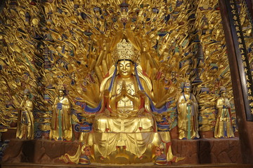 Bodhisattva, Buda de las mil manos, Esculturas Rupestres de Dazu , Monte Baoding, China