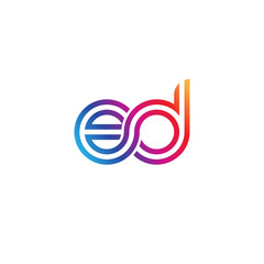 Initial lowercase letter ed, linked outline rounded logo, colorful vibrant gradient color