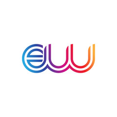 Fototapeta premium Initial lowercase letter ew, linked outline rounded logo, colorful vibrant gradient color