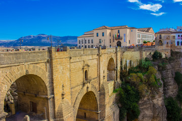 Naklejka na ściany i meble New bridge. View of the New Bridge in the city of Ronda, province of the city of Malaga. Andalusia, Spain. Photo taken – 13 n ovember 2017.
