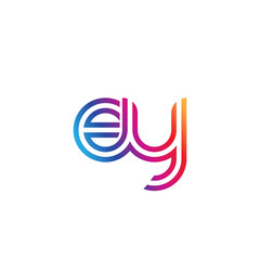 Initial lowercase letter ey, linked outline rounded logo, colorful vibrant gradient color