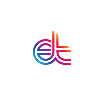 Initial lowercase letter et, linked outline rounded logo, colorful vibrant gradient color