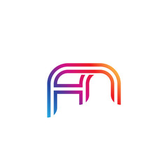 Initial lowercase letter fn, linked outline rounded logo, colorful vibrant gradient color