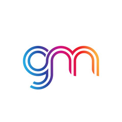 Initial lowercase letter gm, linked outline rounded logo, colorful vibrant gradient color