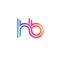 Initial lowercase letter hb, linked outline rounded logo, colorful vibrant gradient color