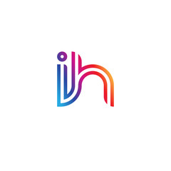 Initial lowercase letter ih, linked outline rounded logo, colorful vibrant gradient color