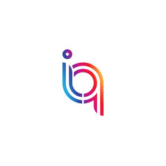 Initial lowercase letter iq, linked outline rounded logo, colorful vibrant gradient color - obrazy, fototapety, plakaty