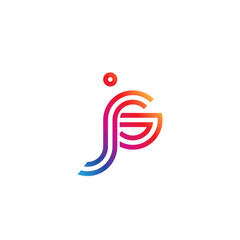 Initial lowercase letter js, linked outline rounded logo, colorful vibrant gradient color
