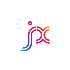 Initial lowercase letter jx, linked outline rounded logo, colorful vibrant gradient color