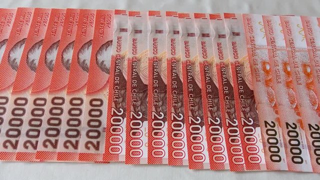 Chilean twenty thousand Peso bank notes