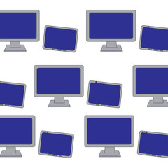 seamless pattern monitor tablet device technology design vector illustration blue screen