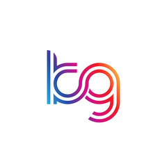 Initial lowercase letter kg, linked outline rounded logo, colorful vibrant gradient color