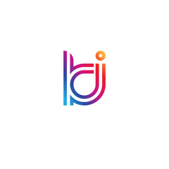 Initial lowercase letter ki, linked outline rounded logo, colorful vibrant gradient color