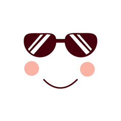 happy cool sunglasses face emoji icon image vector illustration design 