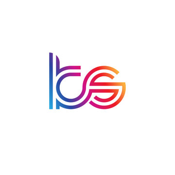 Initial lowercase letter ks, linked outline rounded logo, colorful vibrant gradient color