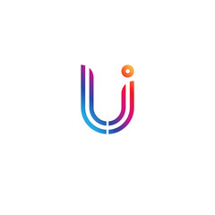 Initial lowercase letter li, linked outline rounded logo, colorful vibrant gradient color