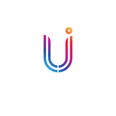 Initial lowercase letter lj, linked outline rounded logo, colorful vibrant gradient color