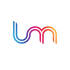 Initial lowercase letter lm, linked outline rounded logo, colorful vibrant gradient color