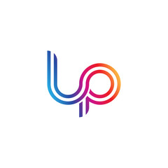 Initial lowercase letter lp, linked outline rounded logo, colorful vibrant gradient color