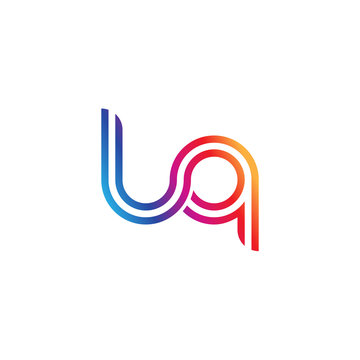 Initial lowercase letter lq, linked outline rounded logo, colorful vibrant gradient color