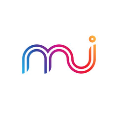 Initial lowercase letter mi, linked outline rounded logo, colorful vibrant gradient color