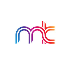 Initial lowercase letter mk, linked outline rounded logo, colorful vibrant gradient color