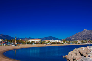 Fototapeta premium Puerto Banus. Streets of the city of Puerto Banus. Marbella, Costa del Sol, Andalusia, Spain. Picture taken – 21 november 2017.