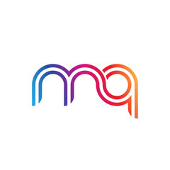 Initial lowercase letter mq, linked outline rounded logo, colorful vibrant gradient color