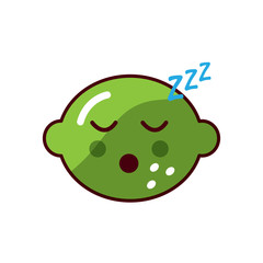 lime or lemon sleeping fruit kawaii icon image vector illustration design 