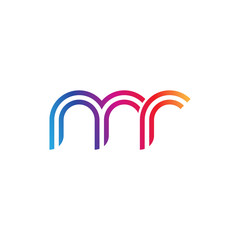 Initial lowercase letter mr, linked outline rounded logo, colorful vibrant gradient color