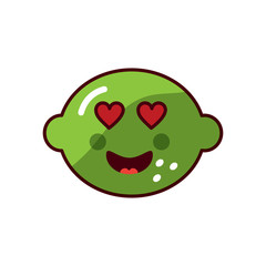 lime or lemon in love heart eyes fruit kawaii icon image vector illustration design 