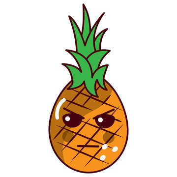 Pinapple Angry Fruit Kawaii Icon Image Vector Illustration Design 