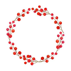 Watercolor illustration of Christmas wreath