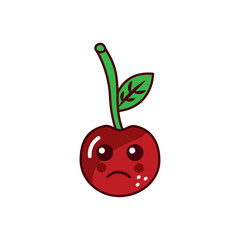 cherry sad fruit kawaii icon image vector illustration design 
