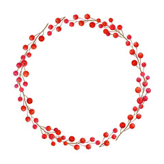 Watercolor illustration of Christmas wreath