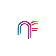 Initial lowercase letter nf, linked outline rounded logo, colorful vibrant gradient color