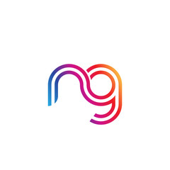 Initial lowercase letter ng, linked outline rounded logo, colorful vibrant gradient color