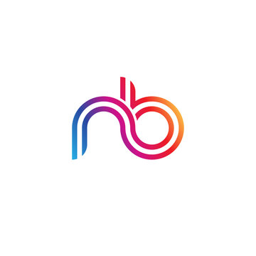 recommend clip art: Initial lowercase letter nb, linked outline rounded logo, colorful vibrant gradient color