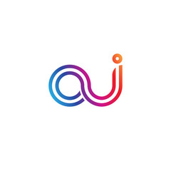 Initial lowercase letter oi, linked outline rounded logo, colorful vibrant gradient color