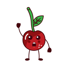 cherry yelling talking fruit kawaii icon image vector illustration design 