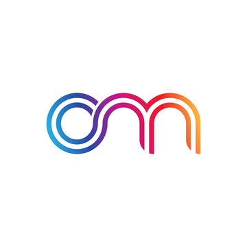 recommend clip art: Initial lowercase letter om, linked outline rounded logo, colorful vibrant gradient color