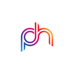 Fototapeta premium Initial lowercase letter ph, linked outline rounded logo, colorful vibrant gradient color