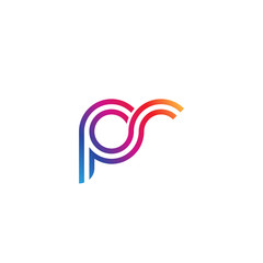 Initial lowercase letter pr, linked outline rounded logo, colorful vibrant gradient color
