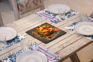 Vegetable pie with decoration