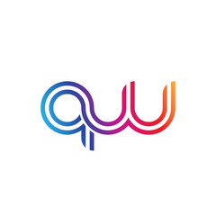 Initial lowercase letter qw, linked outline rounded logo, colorful vibrant gradient color