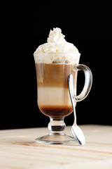 Italian coffee latte on wooden table